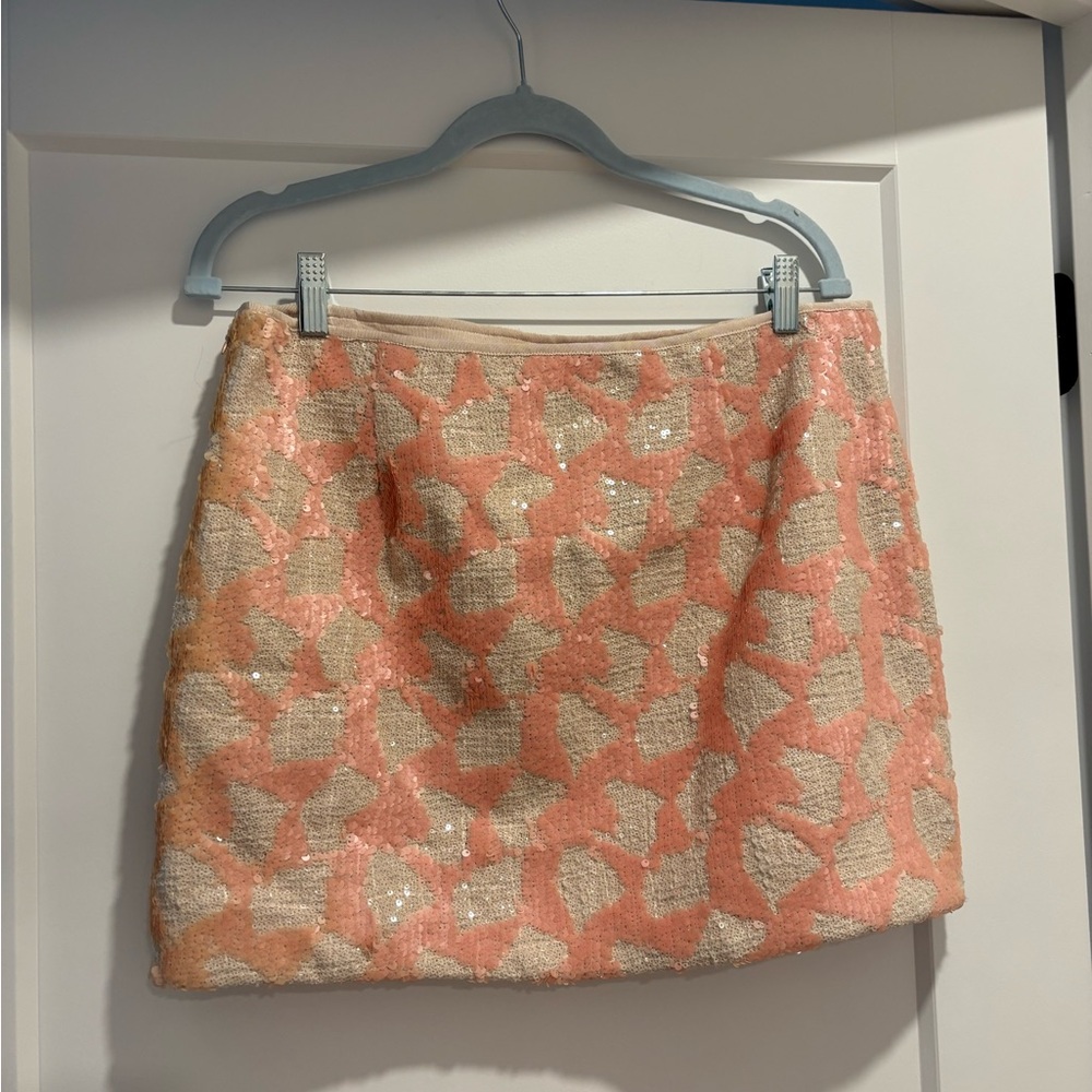 Banana Republic Peach and Cream Sequin Mini Skirt